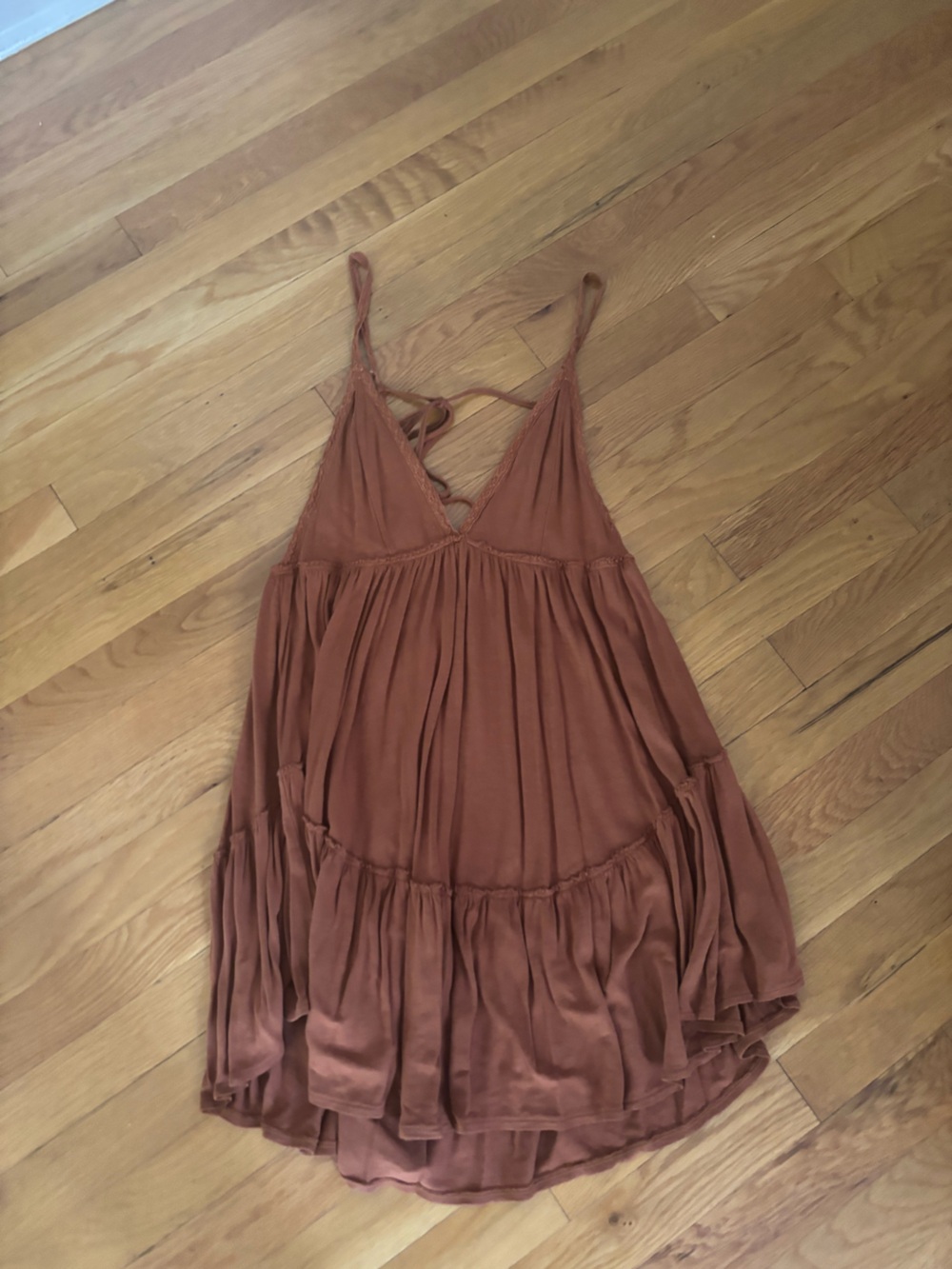 Free people rust Brown Sleeveless V-Neck Tiered Summer Dress